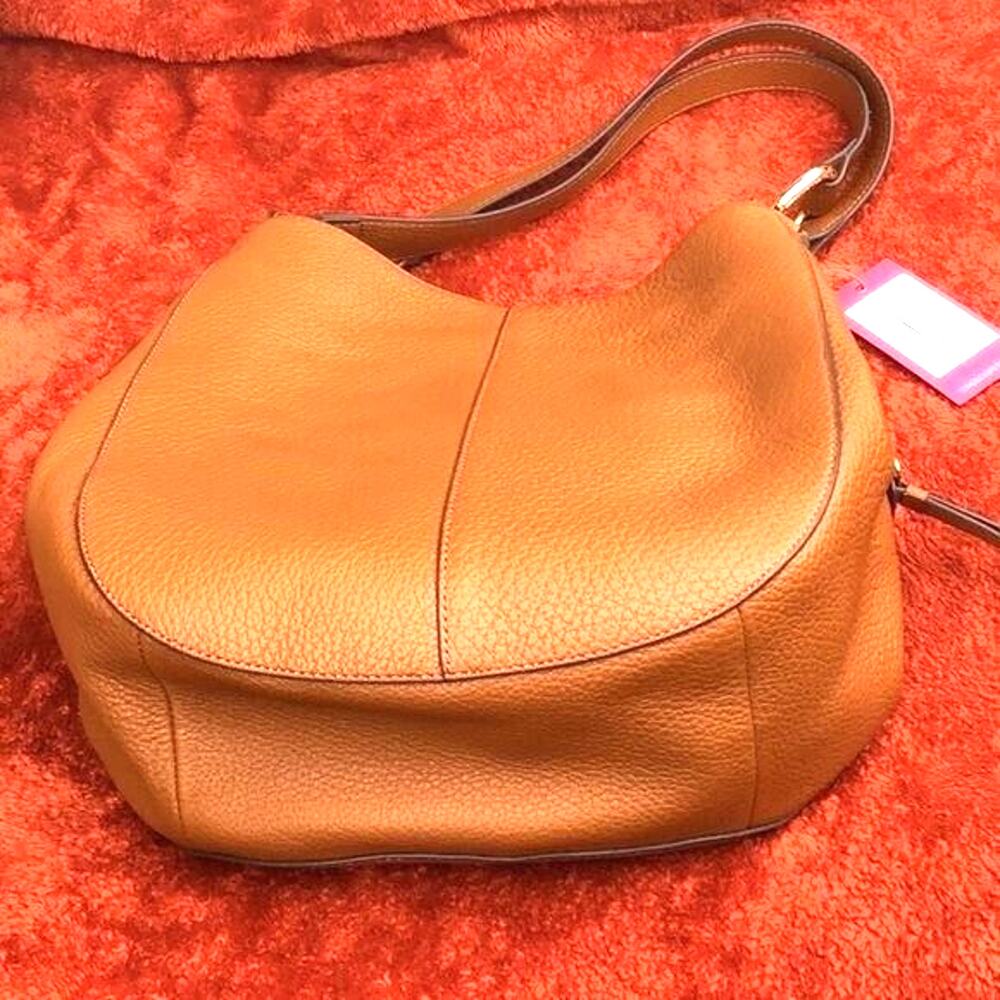Vince Camuto Womens Pebble Leather Handbag Tote Color-Saddle Brown Size-12”x 12”